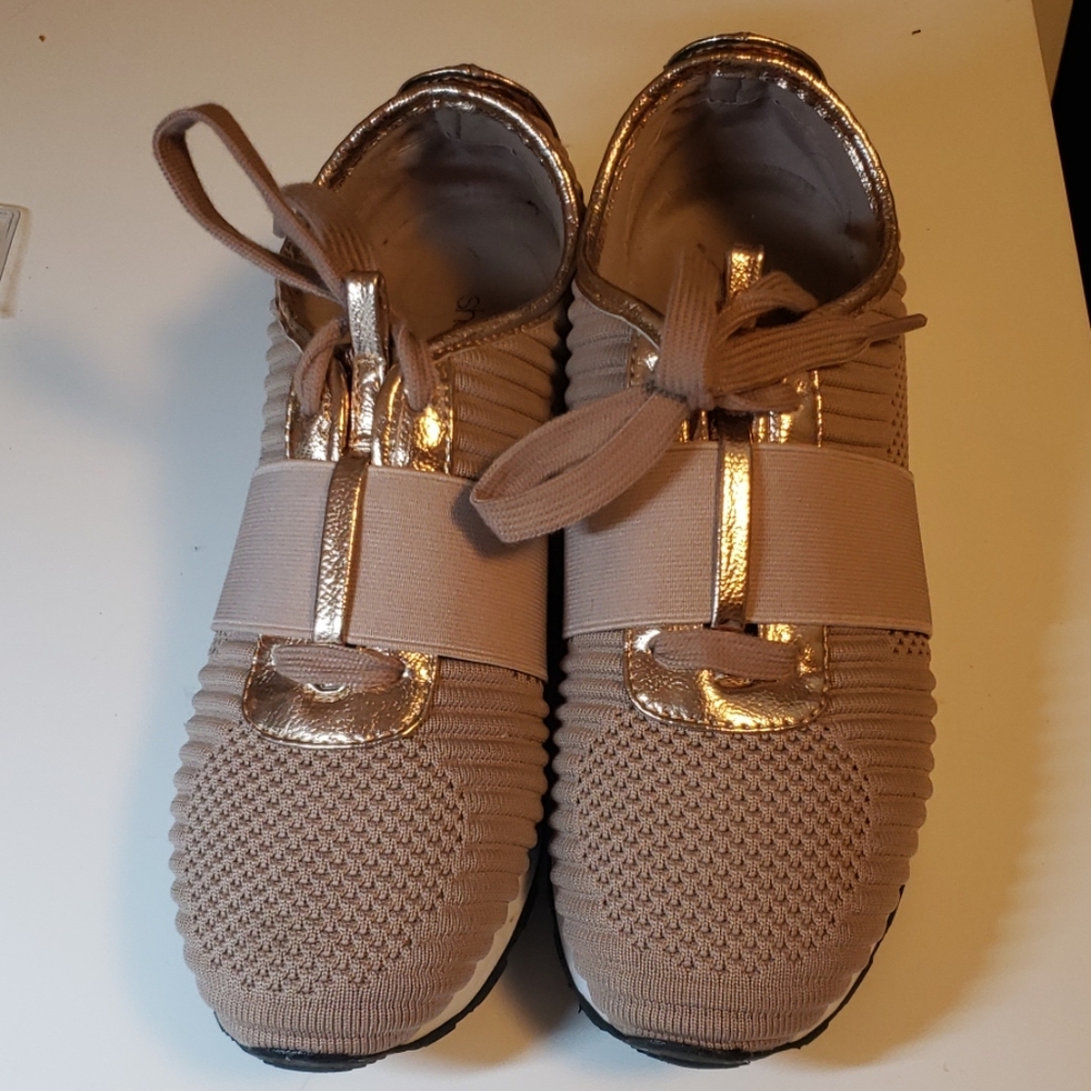 Metallic Knit Sneaker Rose Gold